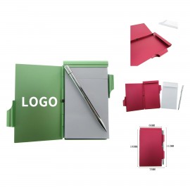 Pocket Size Aluminium Alloy Memo Pad Holder with Ball Point Pen with Logo  Pocket Size Aluminium Alloy Memo Pad Holder with Ball Point Pen with Logo