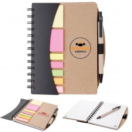 Spiral Bound Notebook Pen & Sticky Notes with Logo  Spiral Bound Notebook Pen & Sticky Notes with Logo