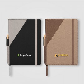 Xanadu Recycled PU Two-Tone Refillable Pen Set Notebook - A5 - Full-Color Inkjet with Logo