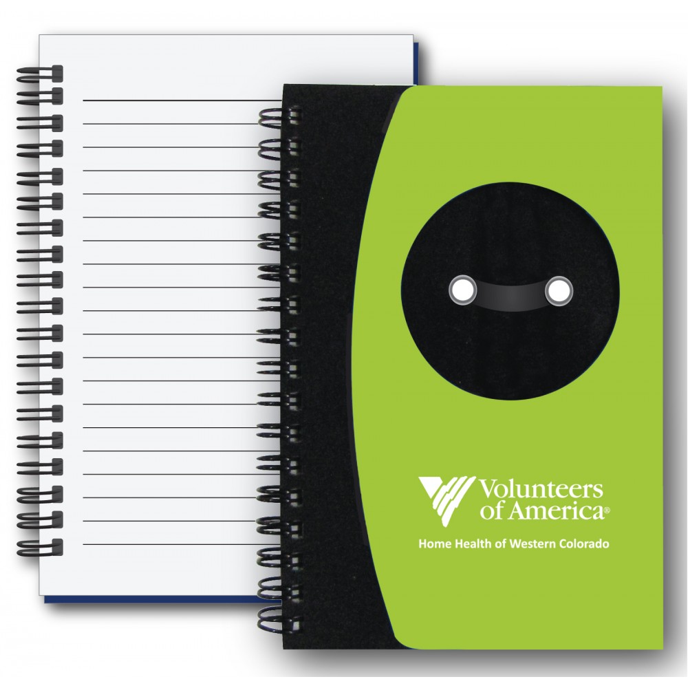 Promotional Overlapping Poly Cover Notebook w/ Elastic Pen Loop