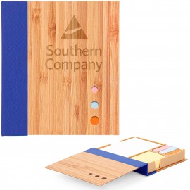 Bamboo Cover Sticky Notebook (Factory Direct - 10-12 Weeks Ocean) with Logo  Bamboo Cover Sticky Notebook (Factory Direct - 10-12 Weeks Ocean) with Logo