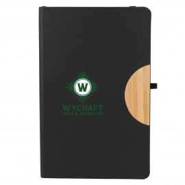 5.5" x 8.5" Kaya Recycled PU and Bamboo Journal with Logo  5.5" x 8.5" Kaya Recycled PU and Bamboo Journal with Logo
