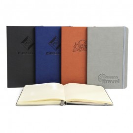 Custom Imprinted Pro Designer PU Leather 5"W x 8"H 192 Pages Journal Book (Tan)