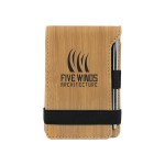 Bamboo Leatherette Mini Notepad with Pen with Logo