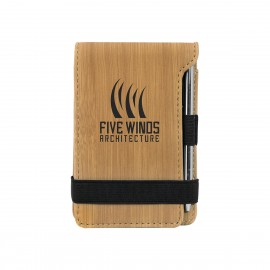 Bamboo Leatherette Mini Notepad with Pen with Logo  Bamboo Leatherette Mini Notepad with Pen with Logo