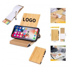 6 Inches Mini Bamboo Cover Journals Notebook with Holding Cell Phone Stand with Logo