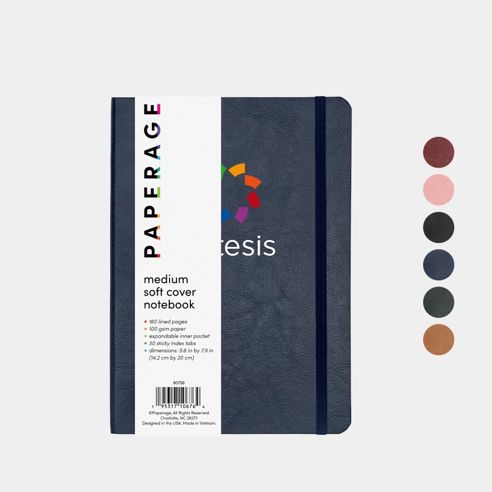 PAPERAGE Soft Cover Medium Lined Journal Notebook with 160 Pages with Logo