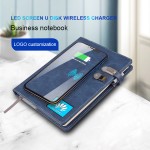 Wireless charger hardcover notebook with 8000nAh power bank and magnetic buckle 16GB USB flash drive Custom Imprinted