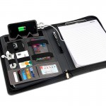All in 1 Leather Business Portfolio with Zipper Custom Imprinted