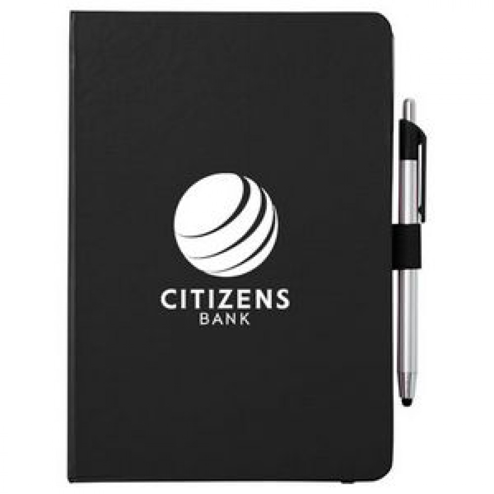 Custom Imprinted 6" x 8.5" Crown Journal with Pen-Stylus Custom Imprinted 6" x 8.5" Crown Journal with Pen-Stylus