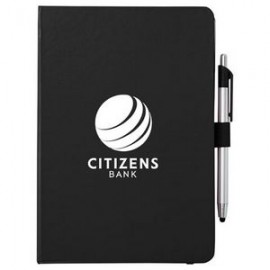 Custom Imprinted 6" x 8.5" Crown Journal with Pen-Stylus
