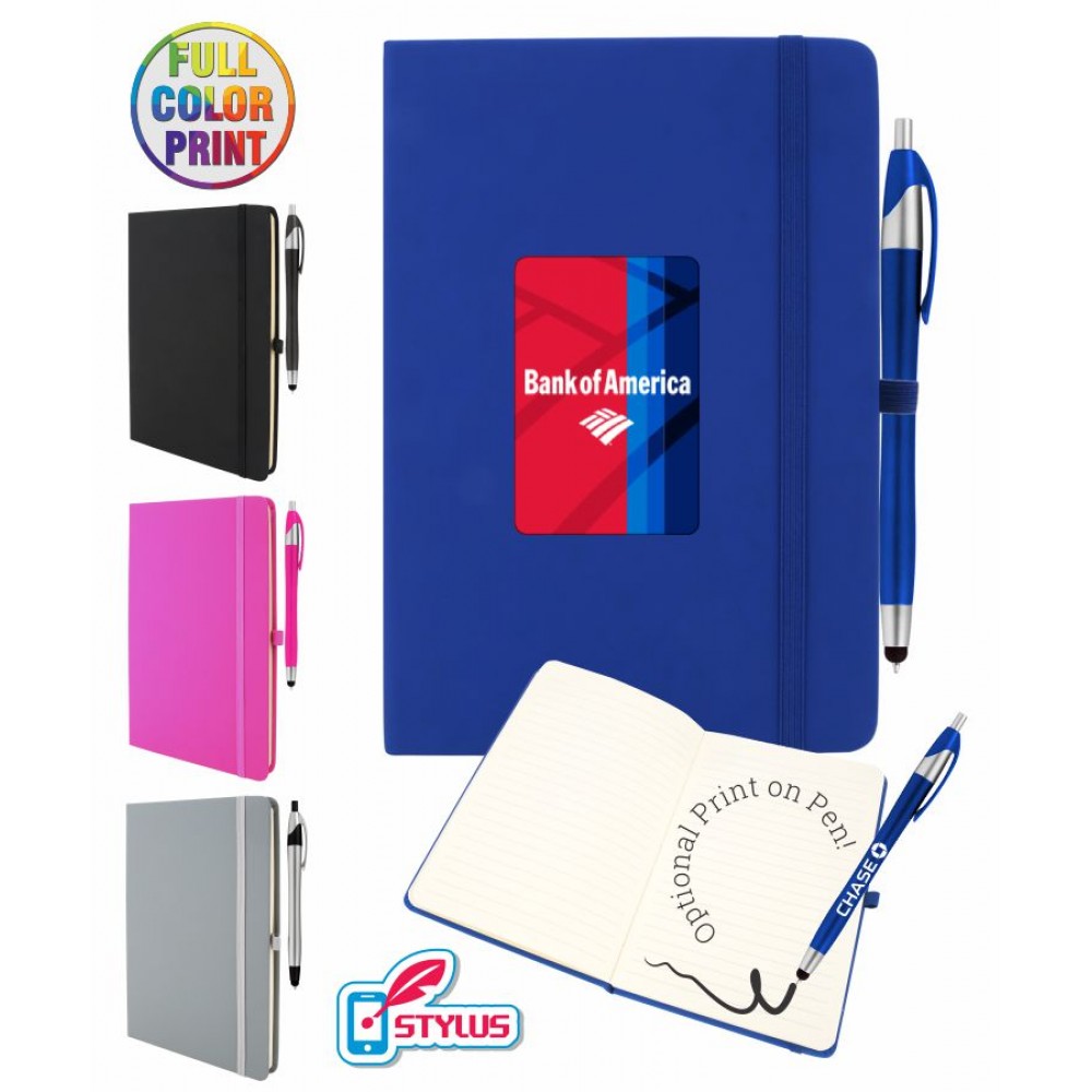 Logo Branded Union Printed, - Royal - Eco Journal with Stylus Pen - Full Color Dome