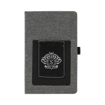Branded 5 1/4" x 8 1/4" Gray w/Black Leatherette Journal with Cell/Card Slot