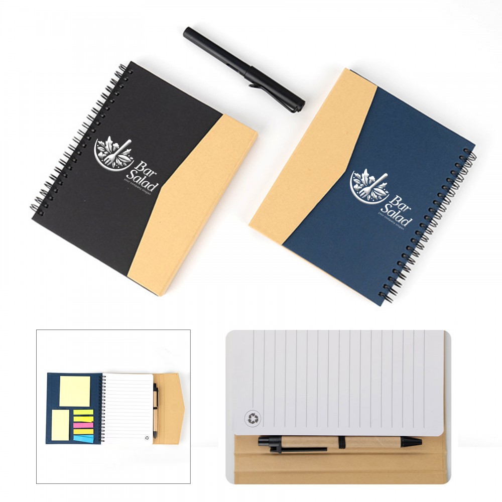 Magnetic Two-Tone Spiral Notebook with Logo