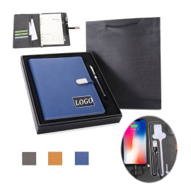 Business Set Notebook With Power Bank And Flash Drive with Logo