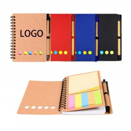 Promotional Eco Coil Notebook With Pen & Sticky Notes