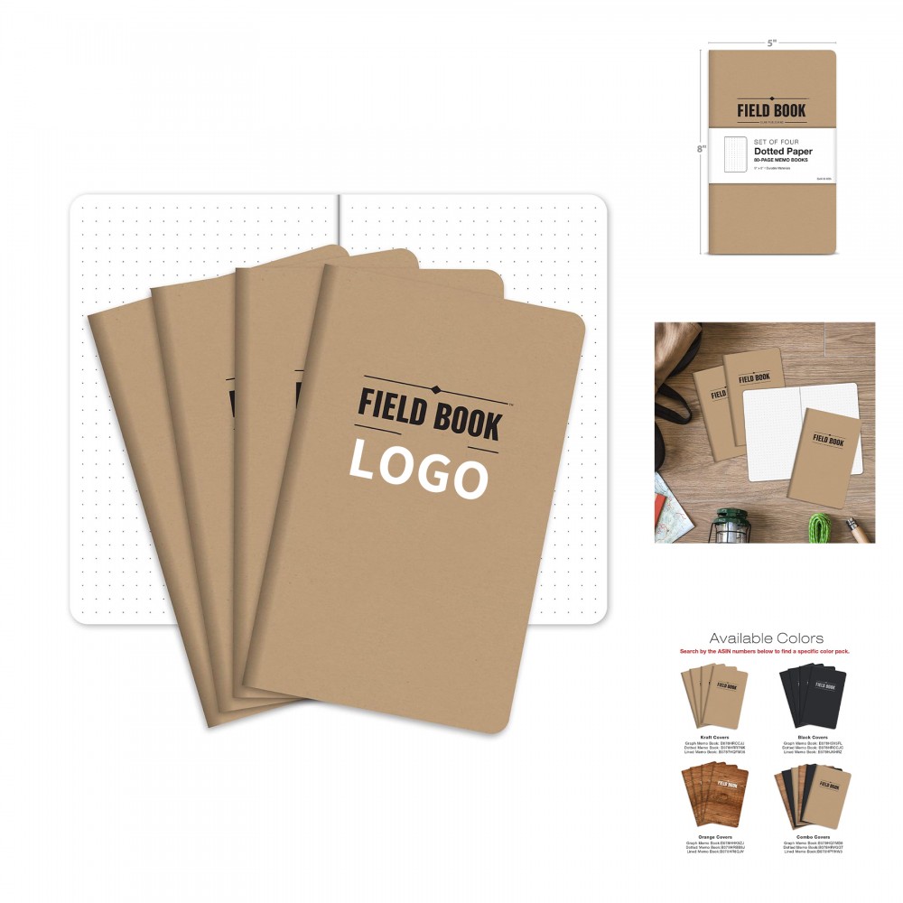 Promotional 80 Pages 40 Sheets 5" x 8" Kraft Dot Graph Memo Book Field Notebook