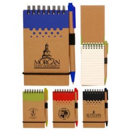 Union Printed -Eco Spiral Notebook Jotter with Matching Pen - 1-color Print with Logo