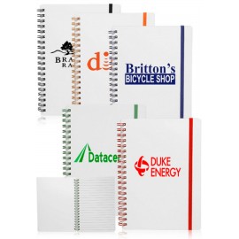White Spiral Notebook w/ Colored Accents with Logo
