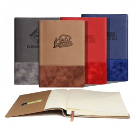 iPosh PU Leather 5"W x 8"H 192 Pages Journal Book (Grey) with Logo