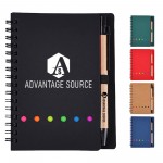 Eco-Friendly Kraft Paper Spiral Notebook W/ Sticky Notes And Pen with Logo