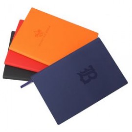 New Age Italian PU Leather 5 5/8"W x 8 1/4"H 192 Pages Journal Book (Blue Soft Cover) with Logo
