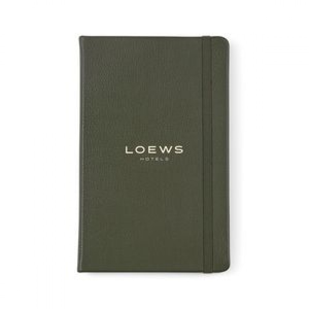 Logo Printed Moleskine Leather Ruled Large Notebook - Moss Green Logo Printed Moleskine Leather Ruled Large Notebook - Moss Green