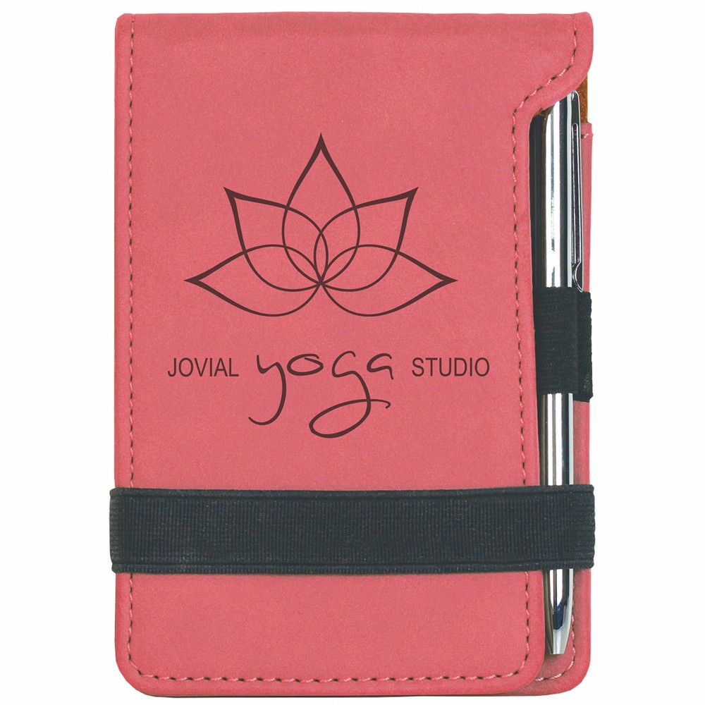 Logo Printed 3.25x4.75 Pink Leatherette Pad/Pen Logo Printed 3.25x4.75 Pink Leatherette Pad/Pen