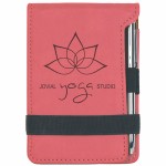 Logo Printed 3.25x4.75 Pink Leatherette Pad/Pen