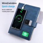 Custom Imprinted Top configuration fingerprint lock leather notebook with wireless charger
