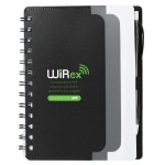 5" x 7" Recycled Dual Pocket Spiral Notebook w Pen with Logo
