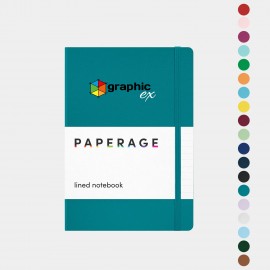 PAPERAGE Executive Leather Hard Cover Lined Journal Notebook with Logo