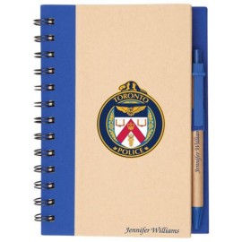 Personalized Spiral Bound Notebook & Harvest Pen - Blue