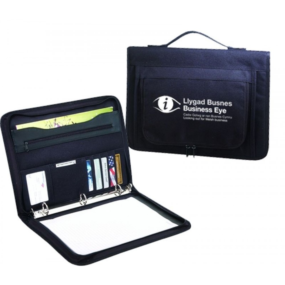 Deluxe Binder Padfolio w/ Zipper Pockets & Carry Handle with Logo