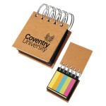 Promotional Union Printed - 3x3 Handy Eco-friendly Sticky Memo Pad with Large Spiral Binding - 1-Color Logo