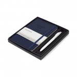 Personalized Moleskine Medium Notebook and GO Pen Gift Set - Navy Blue