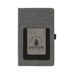 Customized 5 1/4" x 8 1/4" Gray w/Gray Leatherette Journal with Cell/Card Slot
