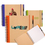 Recycled Spiral Notebooks w/ Elastic Band and Pen Loop with Logo