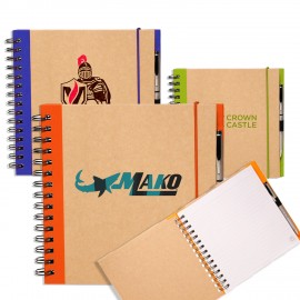 Promotional Recycled Spiral Notebooks w/ Elastic Band and Pen Loop  Promotional Recycled Spiral Notebooks w/ Elastic Band and Pen Loop