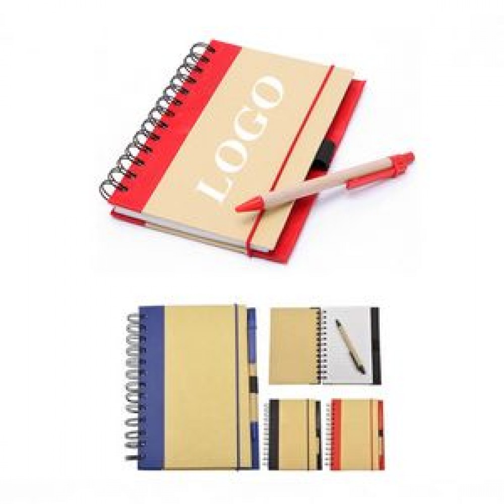 Eco-friendly Spiral Notebook Journal w/Recycled Click Pen Custom Imprinted Eco-friendly Spiral Notebook Journal w/Recycled Click Pen Custom Imprinted