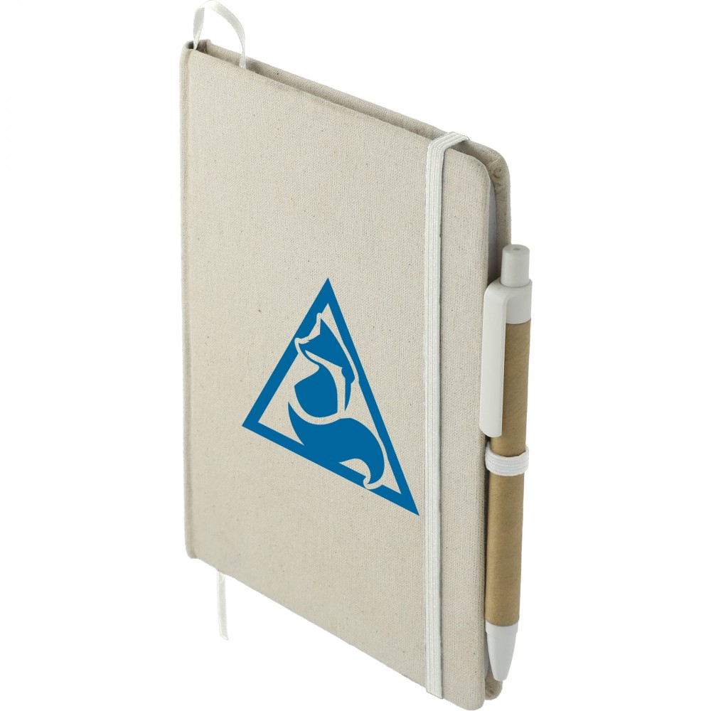5" x 7" Organic Cotton Bound Notebook w/Pen with Logo