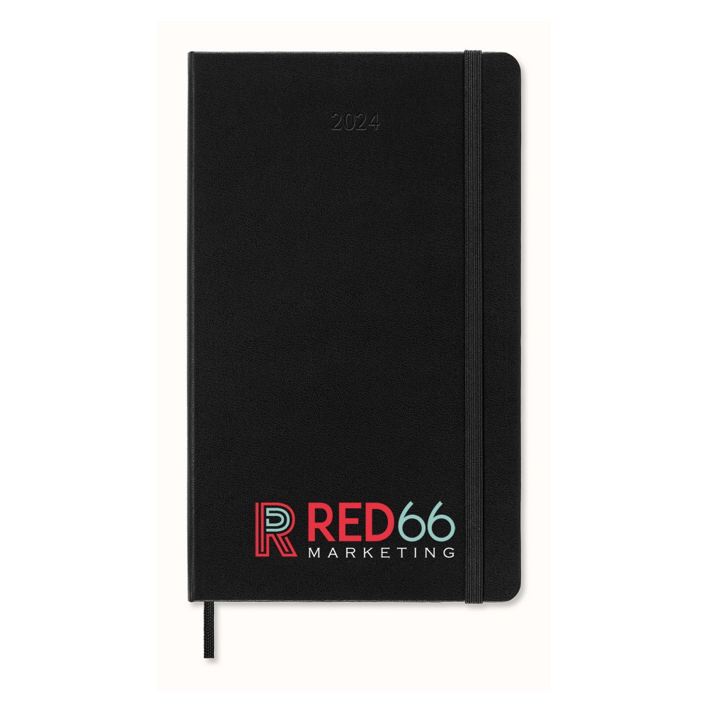 Personalized Moleskine Hard Cover Large 12-Month Daily 2024 Planner - Black