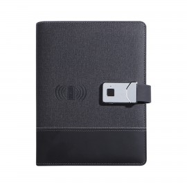 Fingerprint Lock A5 Notebook with Wireless Power Bank with Logo