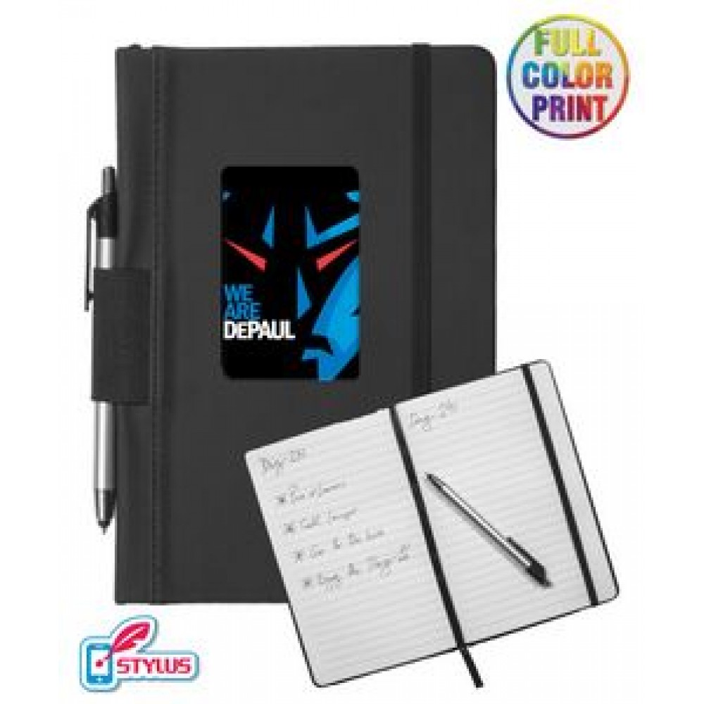 Logo Branded Union Printed, Eco Journal with Stylus Pen - Full Color Dome