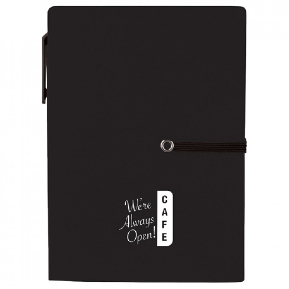 Promotional 4" X 5.5" Stretch Notebook With Pen