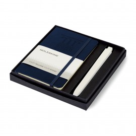 Personalized Moleskine Pocket Notebook and GO Pen Gift Set - Sapphire Blue