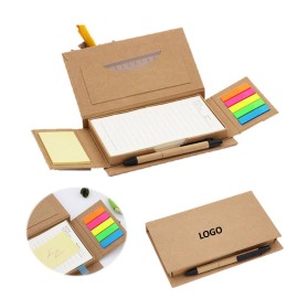 Creative Flip Kraft Paper Notebook With Sticky Notes with Logo