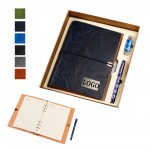 Logo Branded Leather Notebook Pen And Flash Drive Business Set