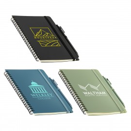 Avignon Repreve Recycled Hardcover Spiral Notebook with Pen with Logo