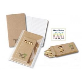 Eco Mini Notebook & 6-Color Pencil Set with Logo  Eco Mini Notebook & 6-Color Pencil Set with Logo